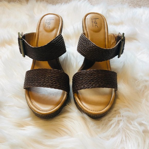 BOC Born Concept Brown Woven Wedge Sandals - Picture 3 of 10